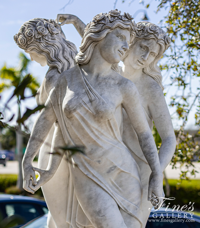 Marble Statues  - Three Graceful Maidens Carved Marble Statue - MS-1486